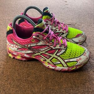 C+ Asics Gel-Noosa Tri 6 Womens Running Shoes Pink Lime Green T163N Size 7.5